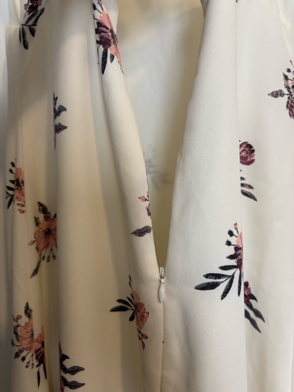 Cream Floral Slip Dress with Pink Rose Print - Picture 4 of 5